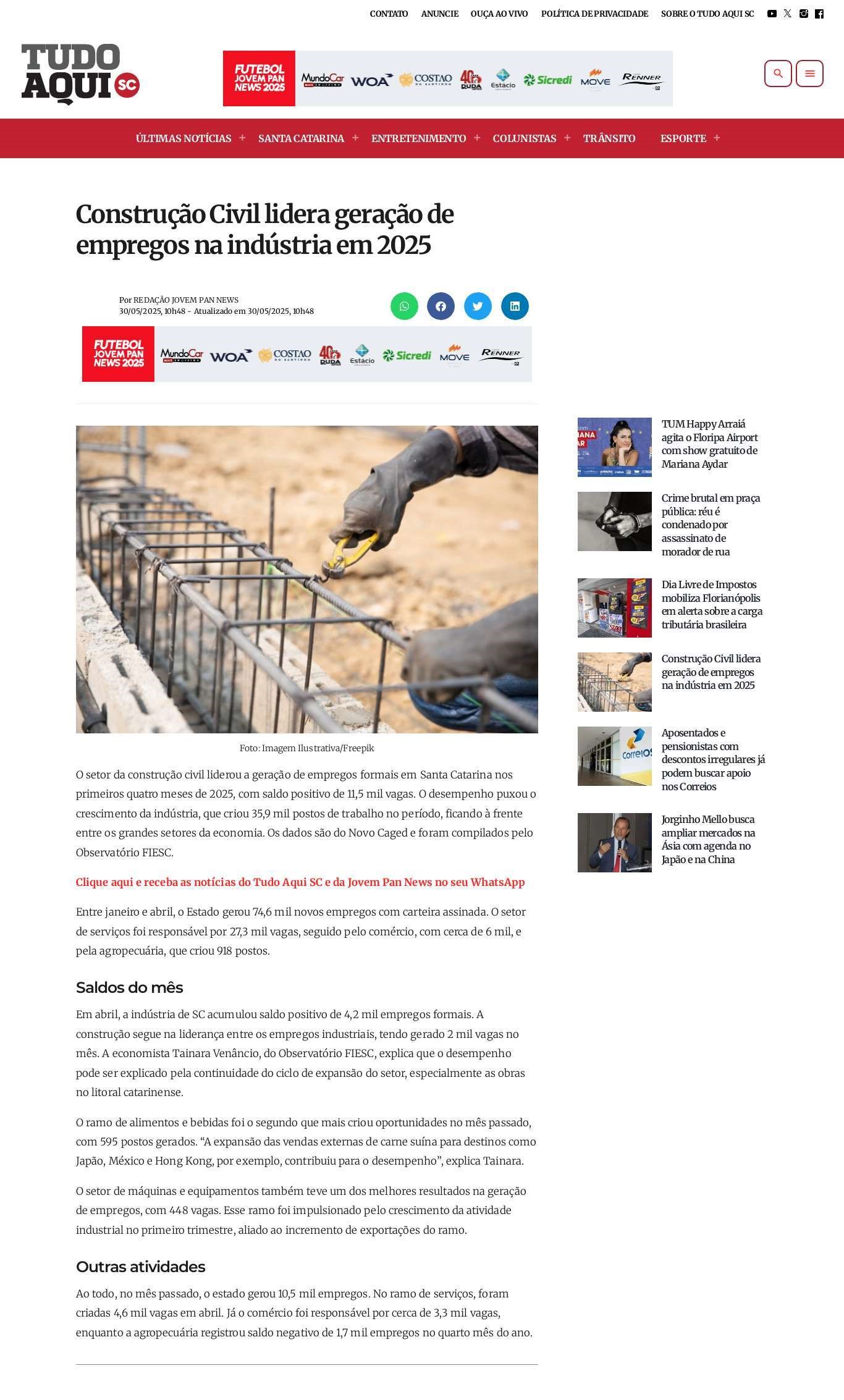 Construção Civil lidera geração de empregos na indústria em 2025