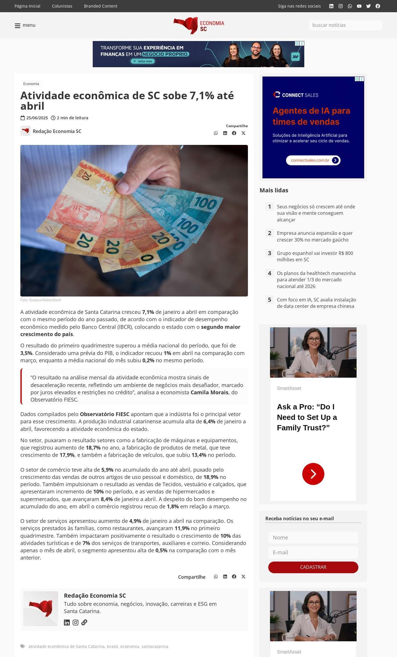 Produção industrial catarinense acumula alta de 6,4% de janeiro a abril