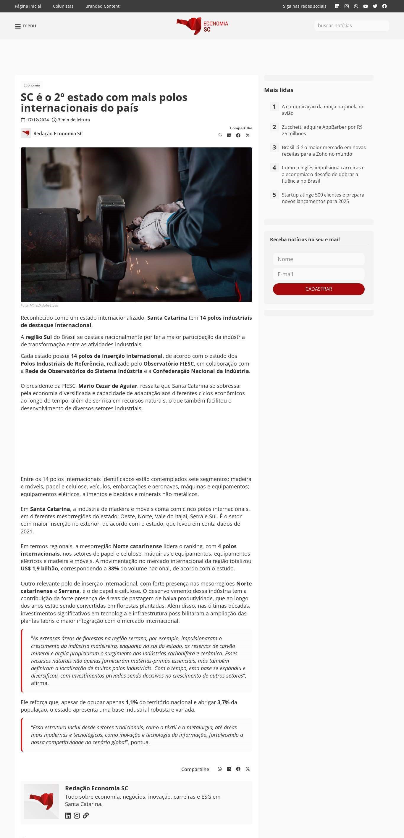 SC é o 2º estado com mais polos internacionais do país 