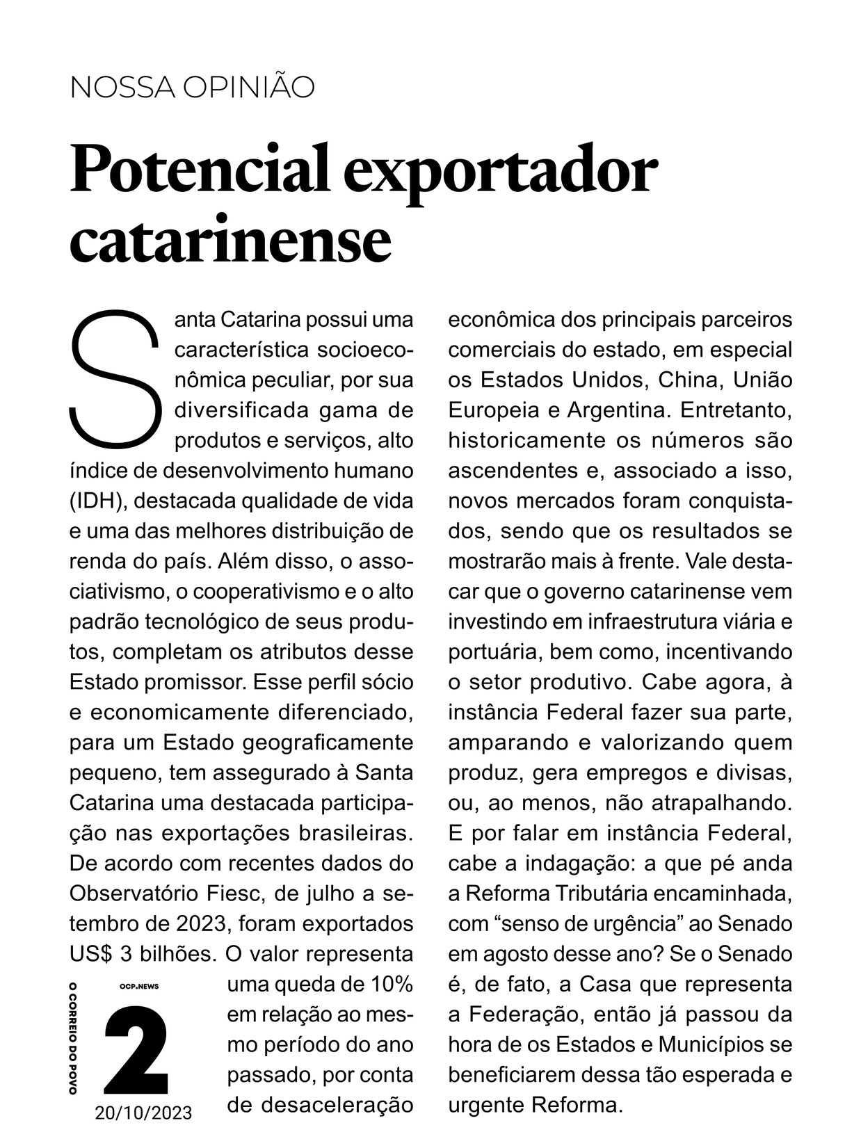 Potencial exportador catarinense