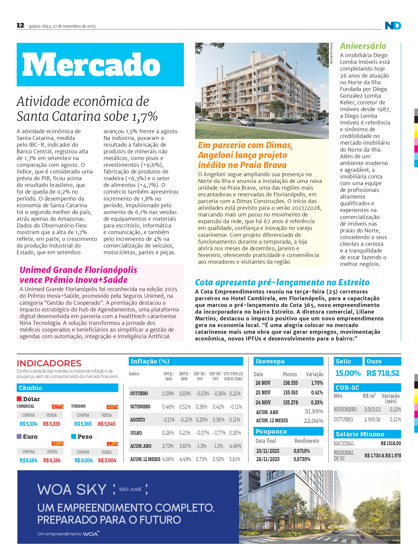 Atividade econômica de Santa Catarina sobe 1,7%