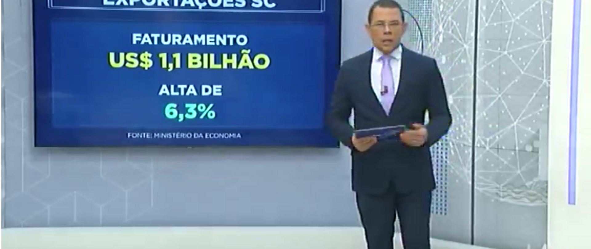 Imagem reportagem da Band sobre exportações