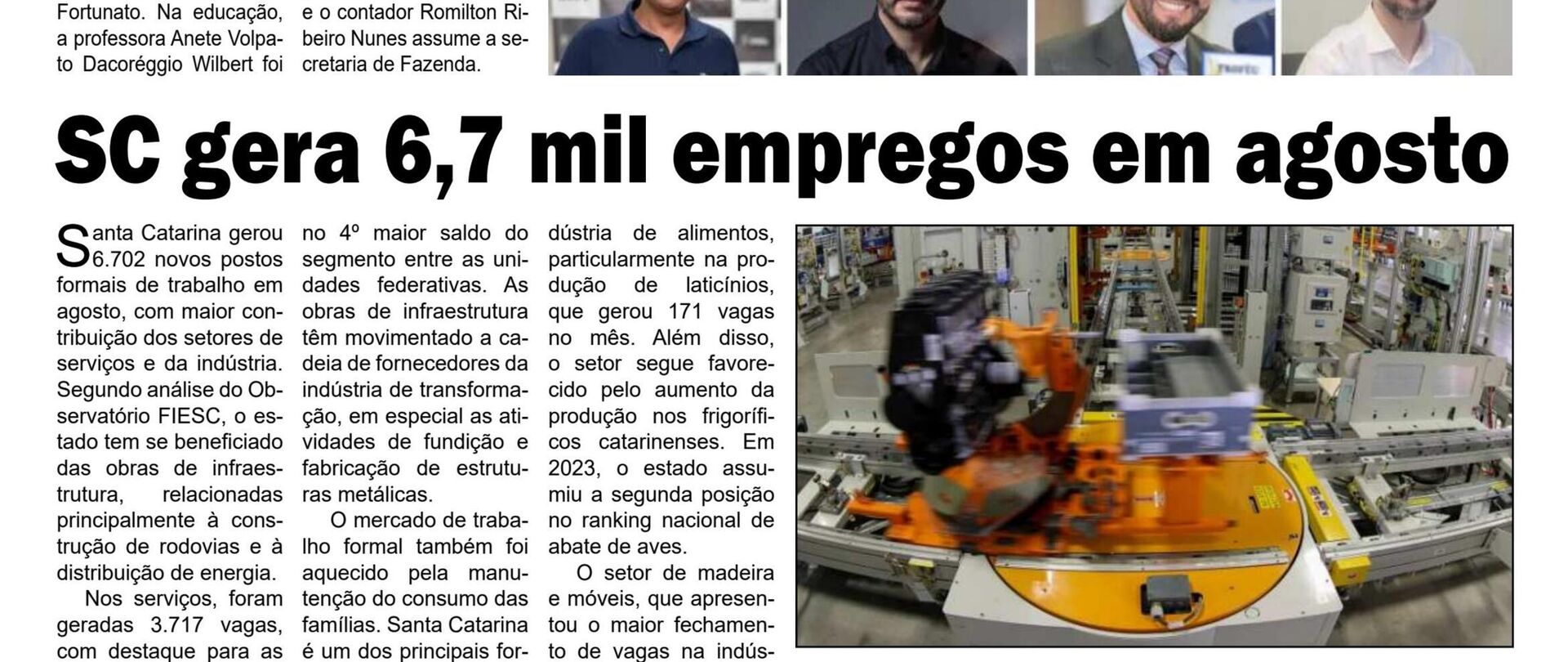 SC gera 6,7 mil empregos em agosto