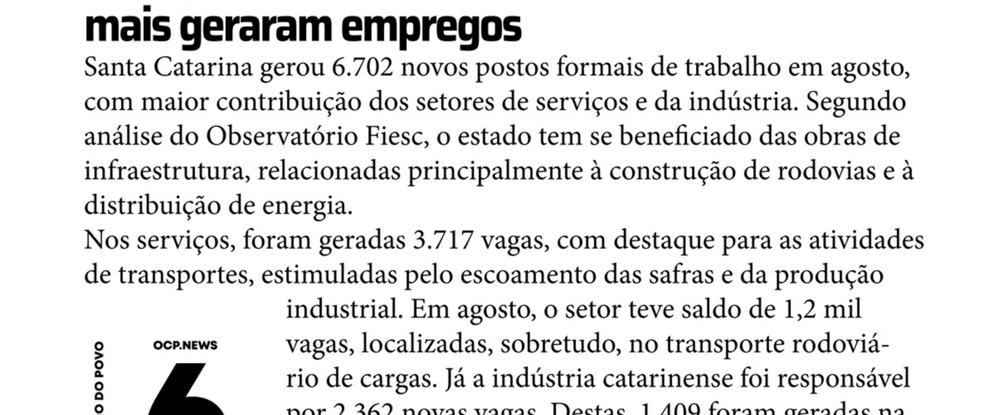Serviços e indústria entre os que mais geraram empregos