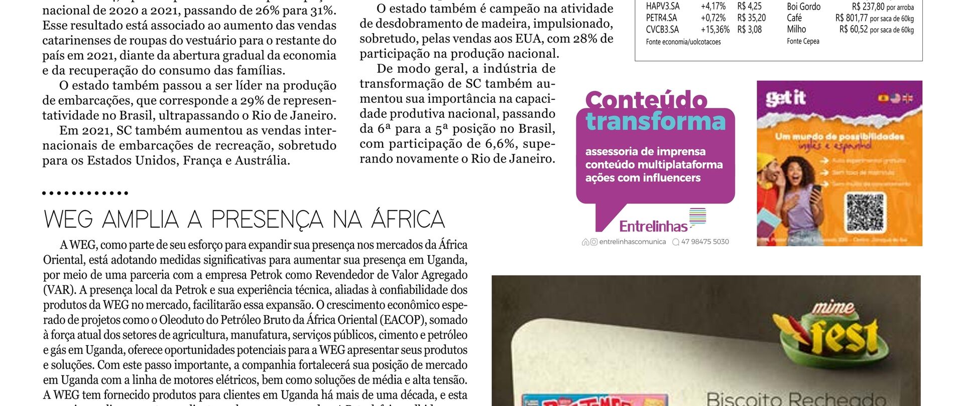 Santa Catarina é destaque na indústria
