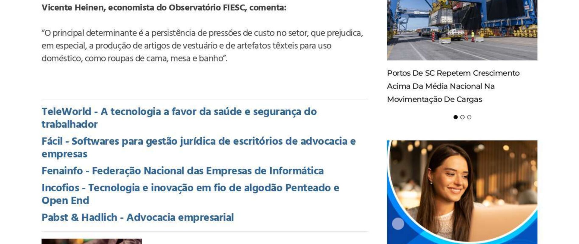 Santa Catarina registra crescimento na produção industrial