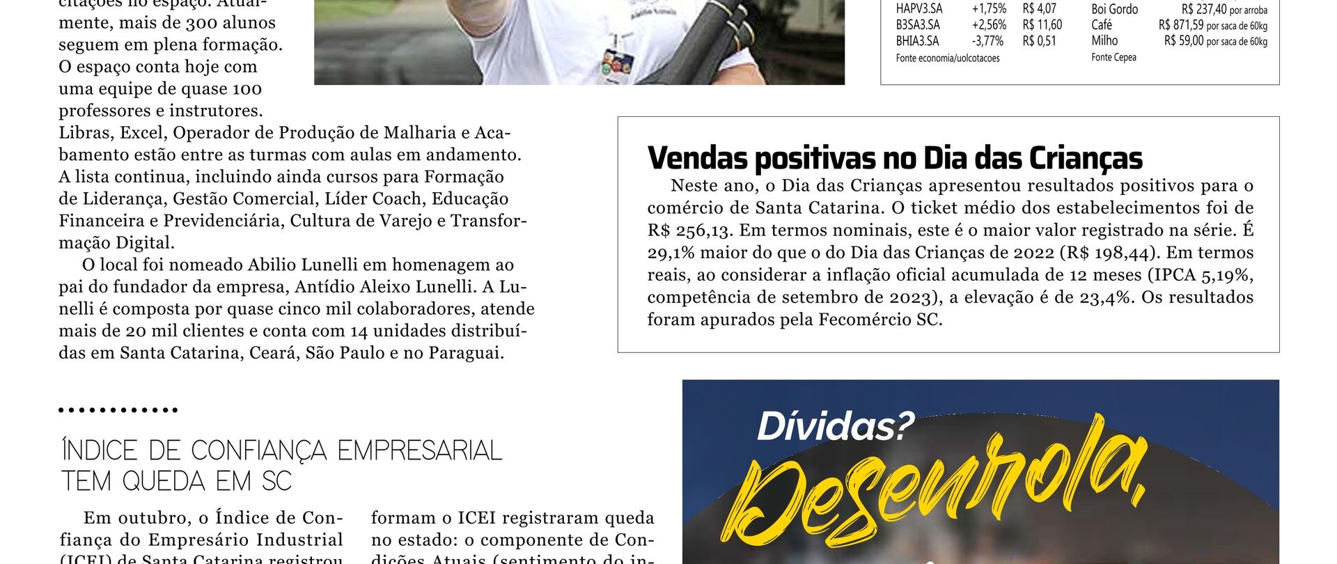 Índice de confiança empresarial tem queda em SC