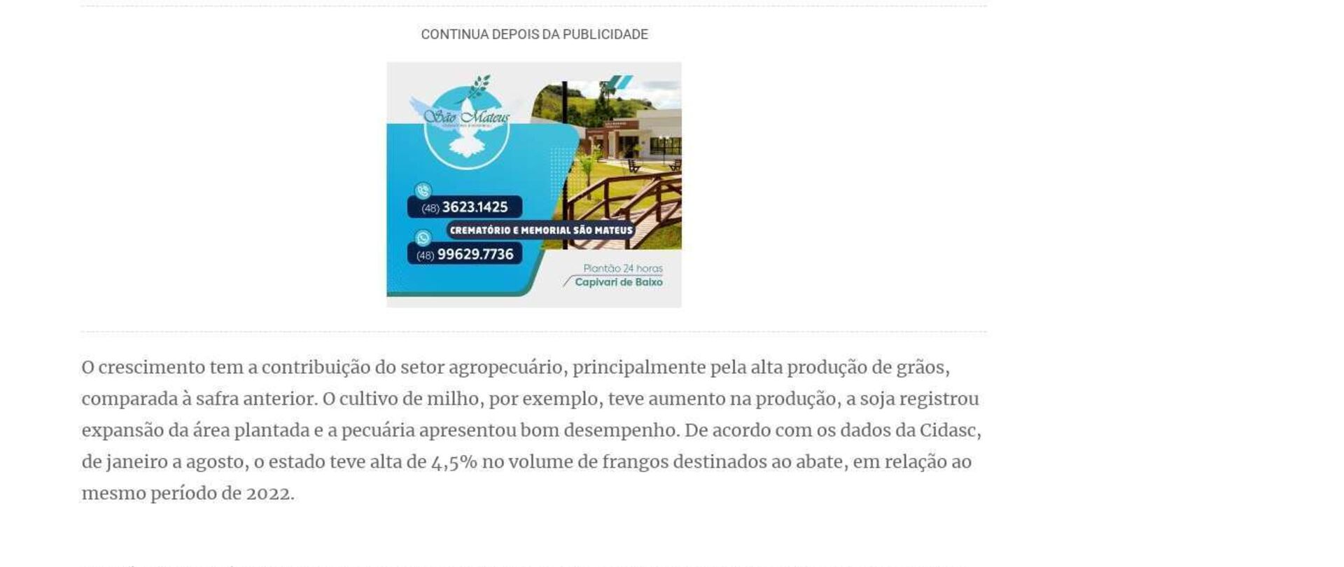 Economia de SC teve o 2° maior crescimento do país em agosto