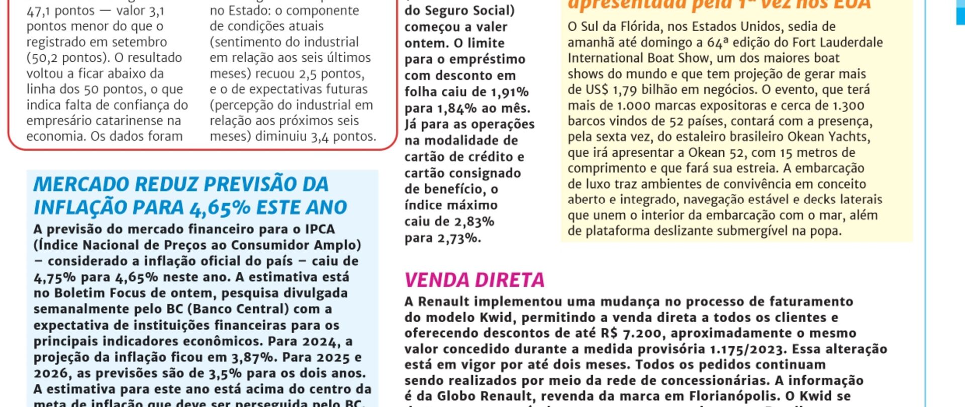 Confiança do industrial catarinense cai