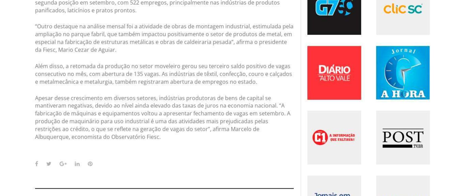 Em SC, consumo das famílias estimula geração de empregos em setembro