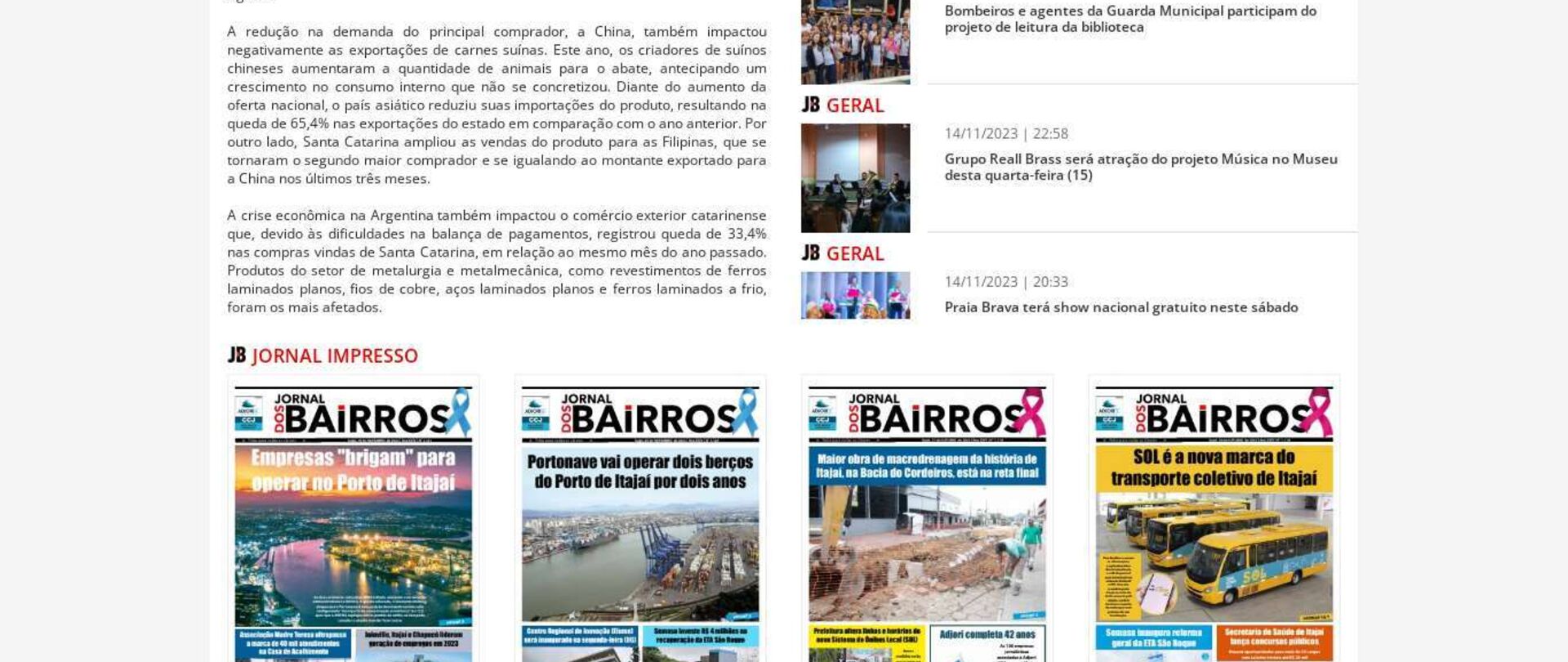 Desaceleração econômica mundial reduz exportações de SC em outubro