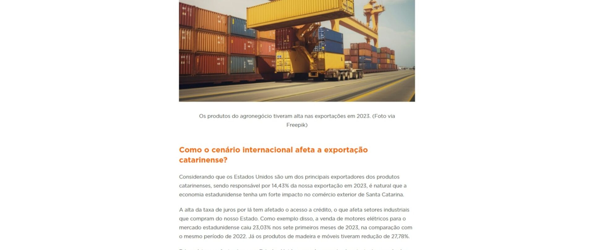 O cenário mundial e as exportações de Santa Catarina em 2023