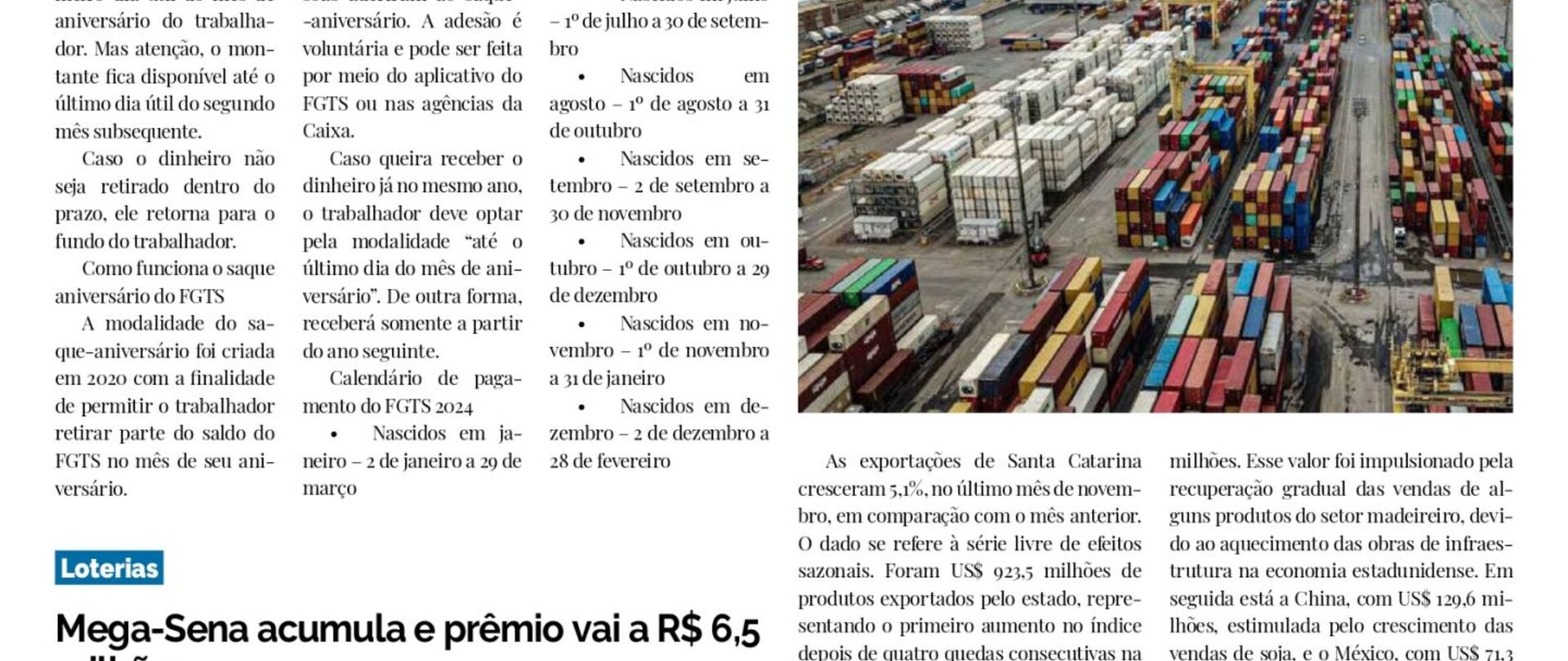 Santa Catarina registra crescimento de exportações e de movimentações nos portos