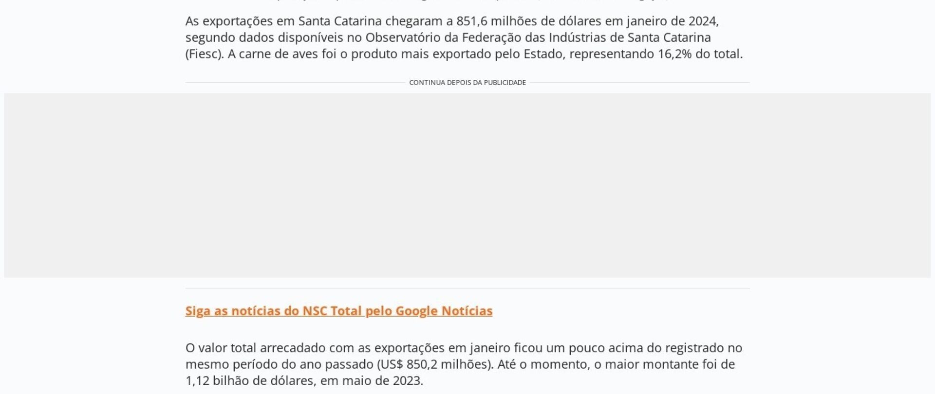 Exportações de SC somam US$ 851,6 milhões em janeiro; veja produtos mais exportados
