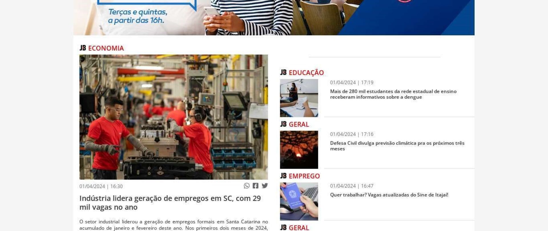 Indústria lidera geração de empregos em SC, com 29 mil vagas no ano