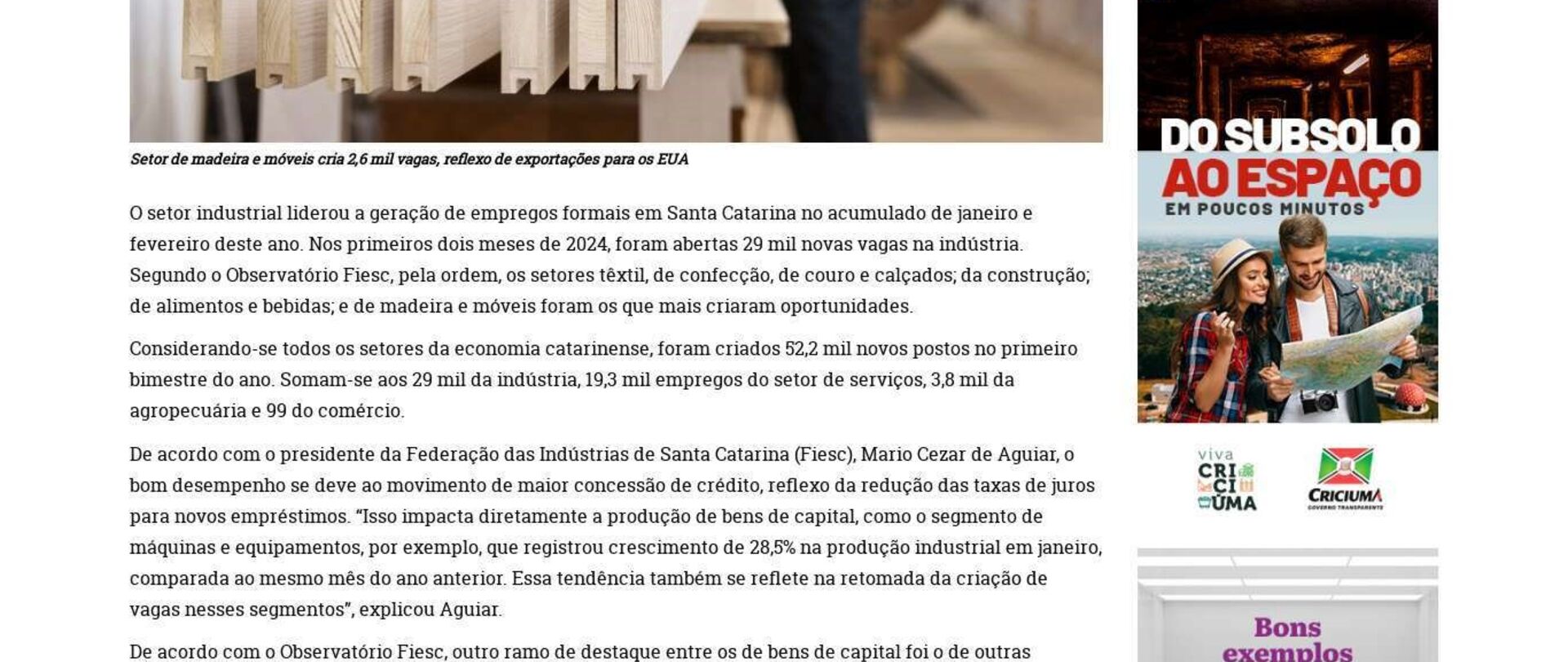 Indústria lidera geração de empregos em SC, com 29 mil vagas no ano