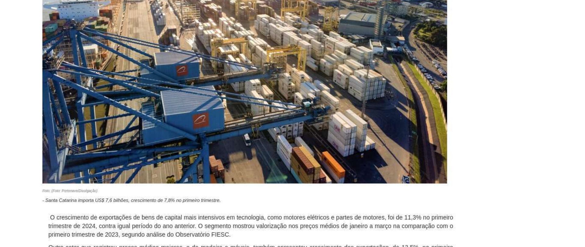 Exportação de bens de capital cresce 11,3% no primeiro trimestre
