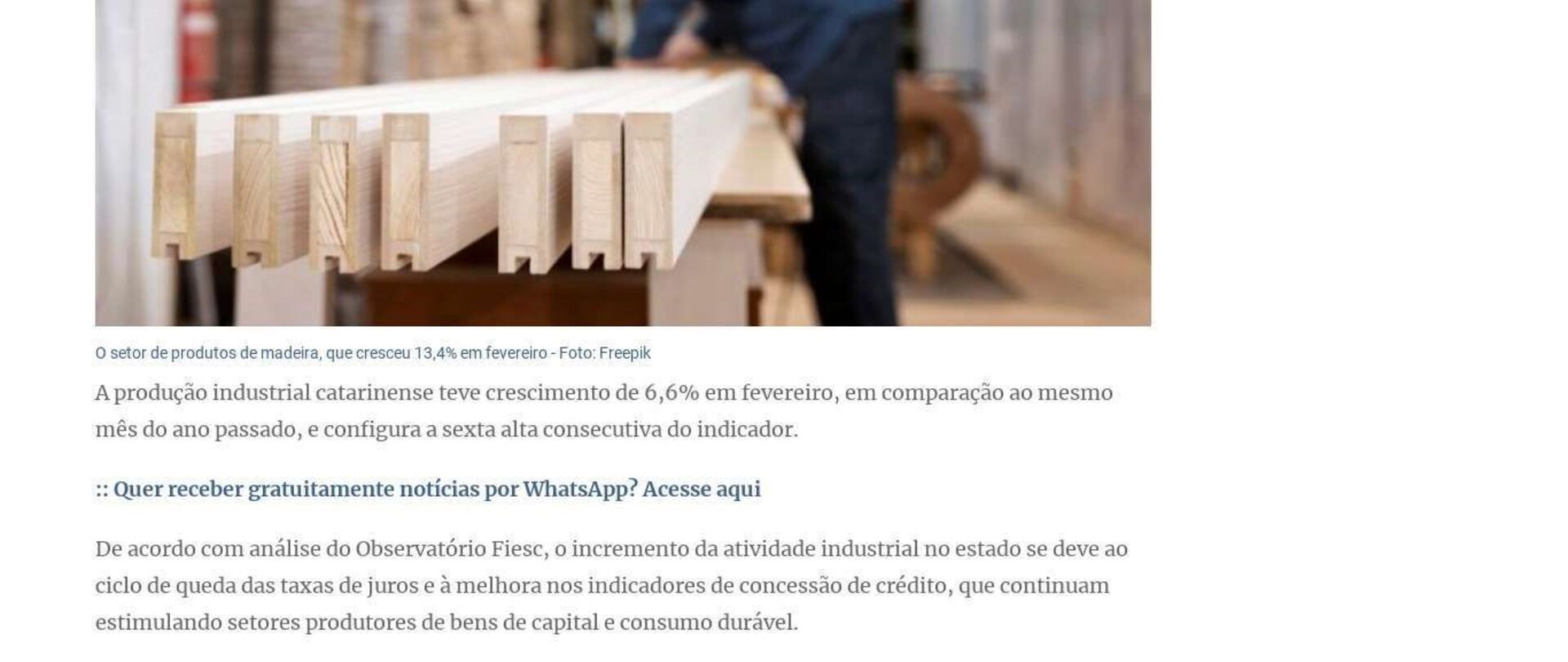 Produção industrial catarinense cresce 6,6% em fevereiro