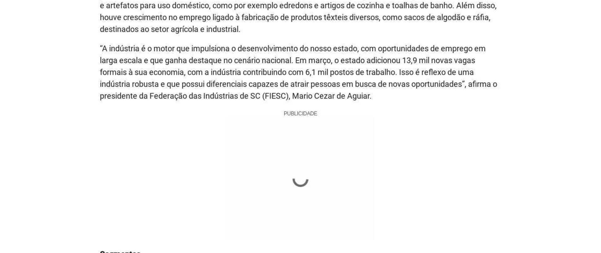 Indústria puxa geração de empregos em SC, com 35 mil novas vagas no primeiro trimestre