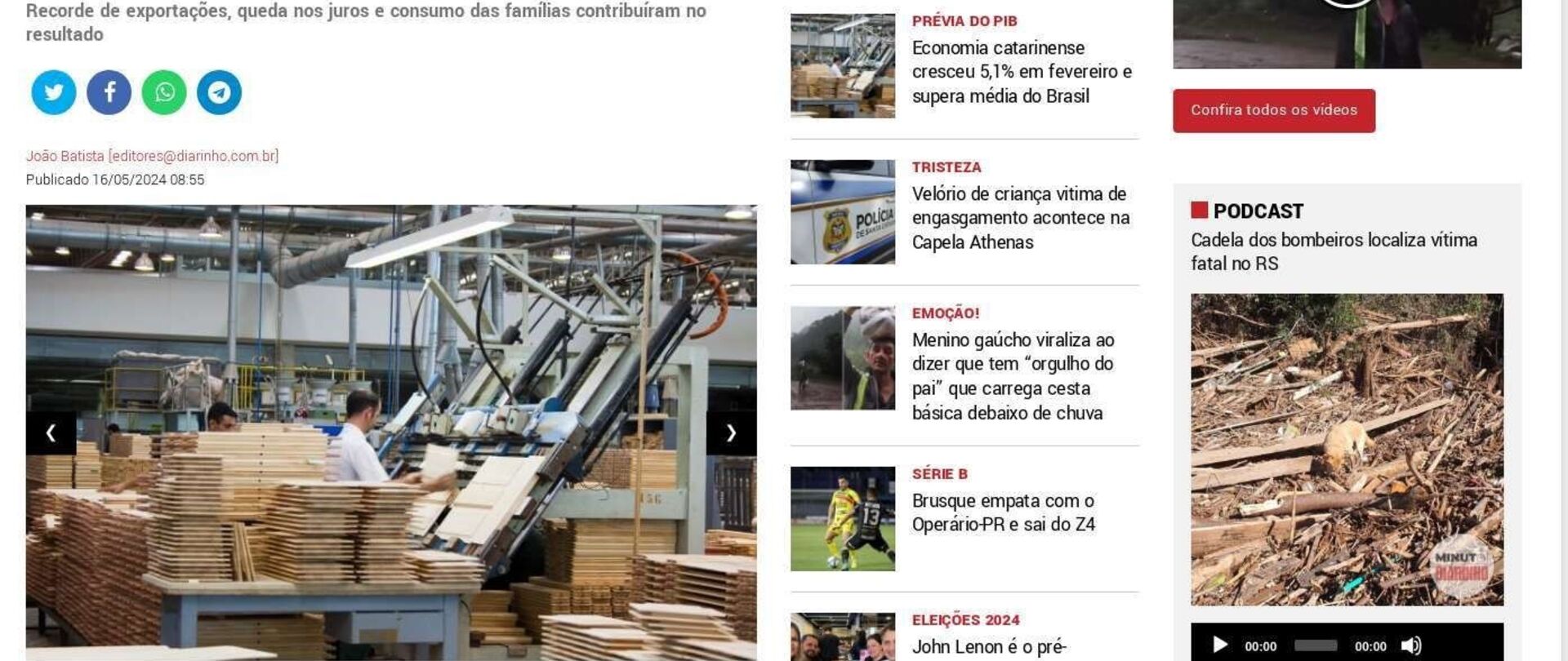 Economia catarinense cresceu 5,1% em fevereiro e supera média do Brasil
