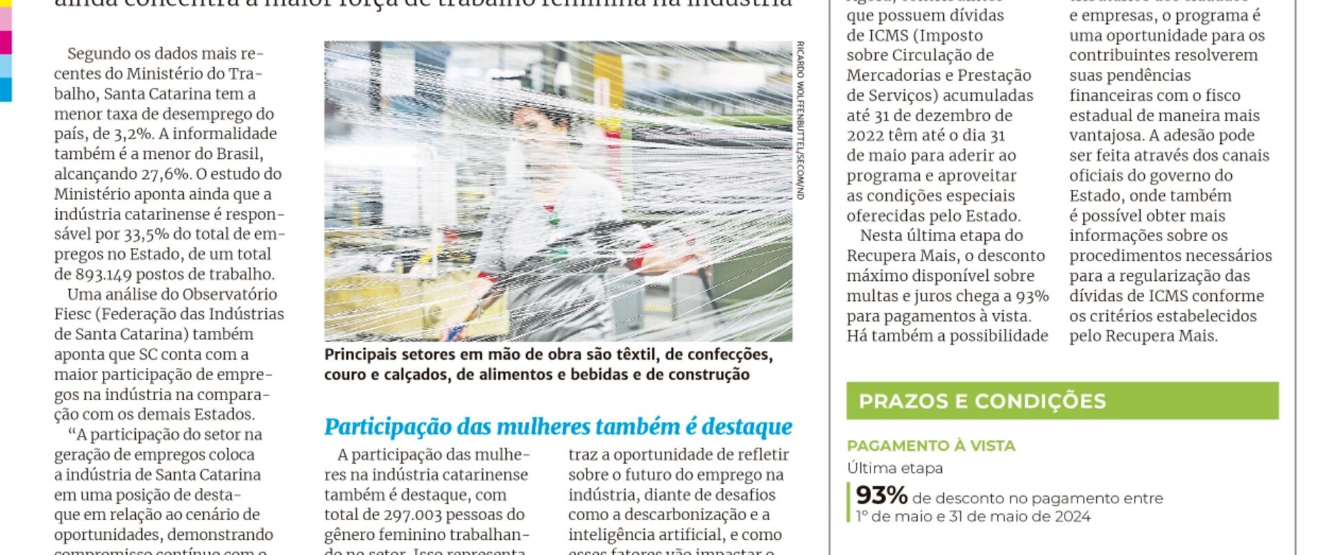 Estado lidera o ranking de participação da indústria no mercado de trabalho