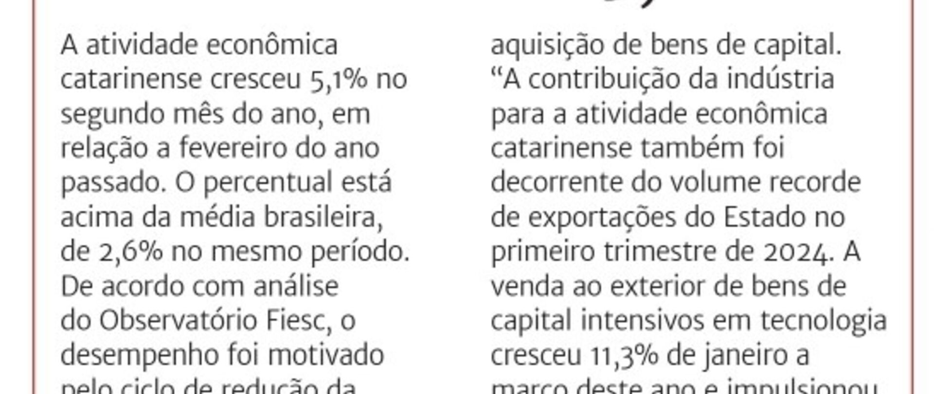 Economia de SC cresce 5,1%