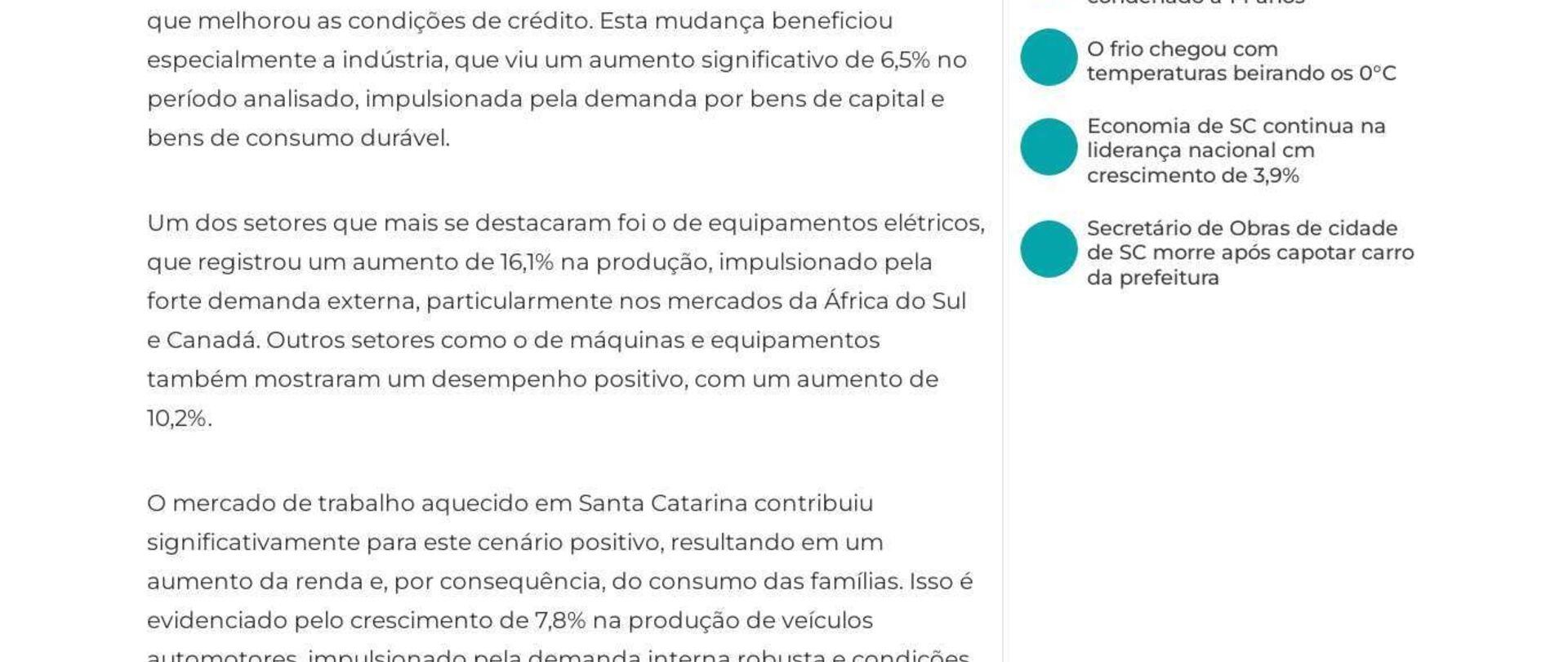 Economia de SC continua na liderança nacional cm crescimento de 3,9%