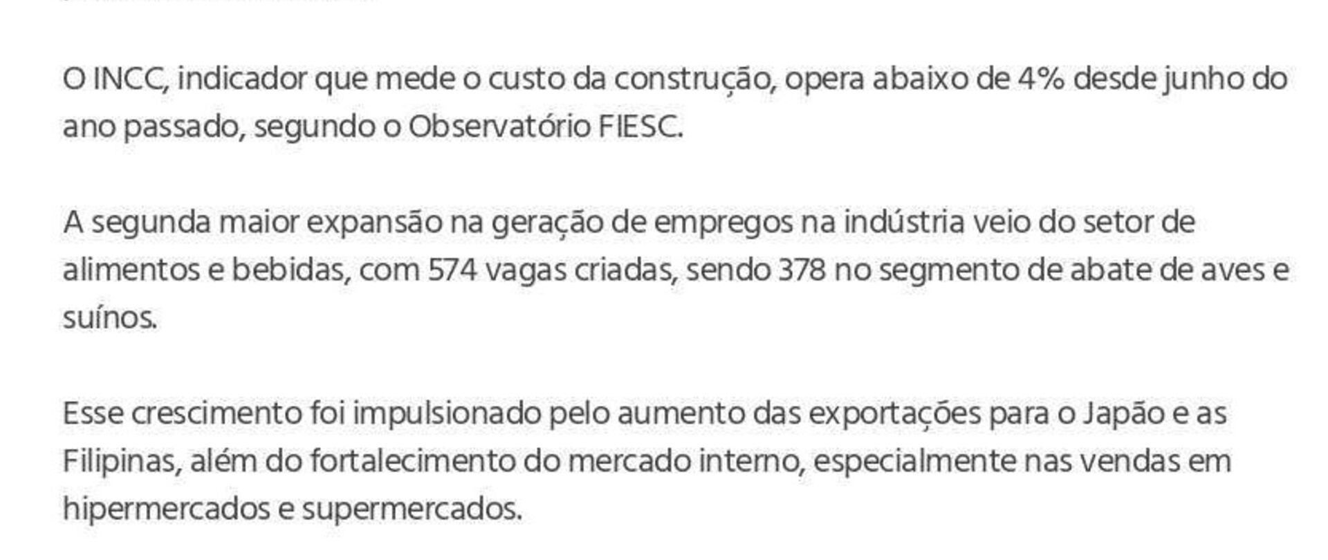 Indústria catarinense cria 5,9 mil vagas de trabalho em abril