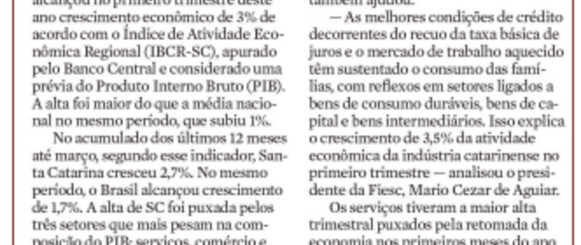 Economia de SC cresce 3% no trimestre, mostra prévia do PIB