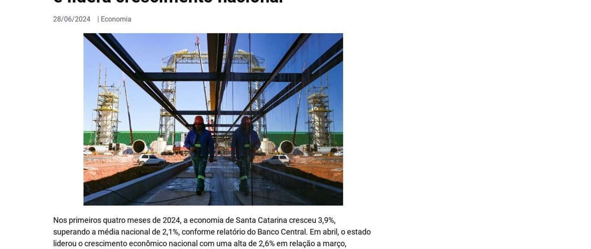 Economia de Santa Catarina cresce 3,9% e lidera crescimento nacional