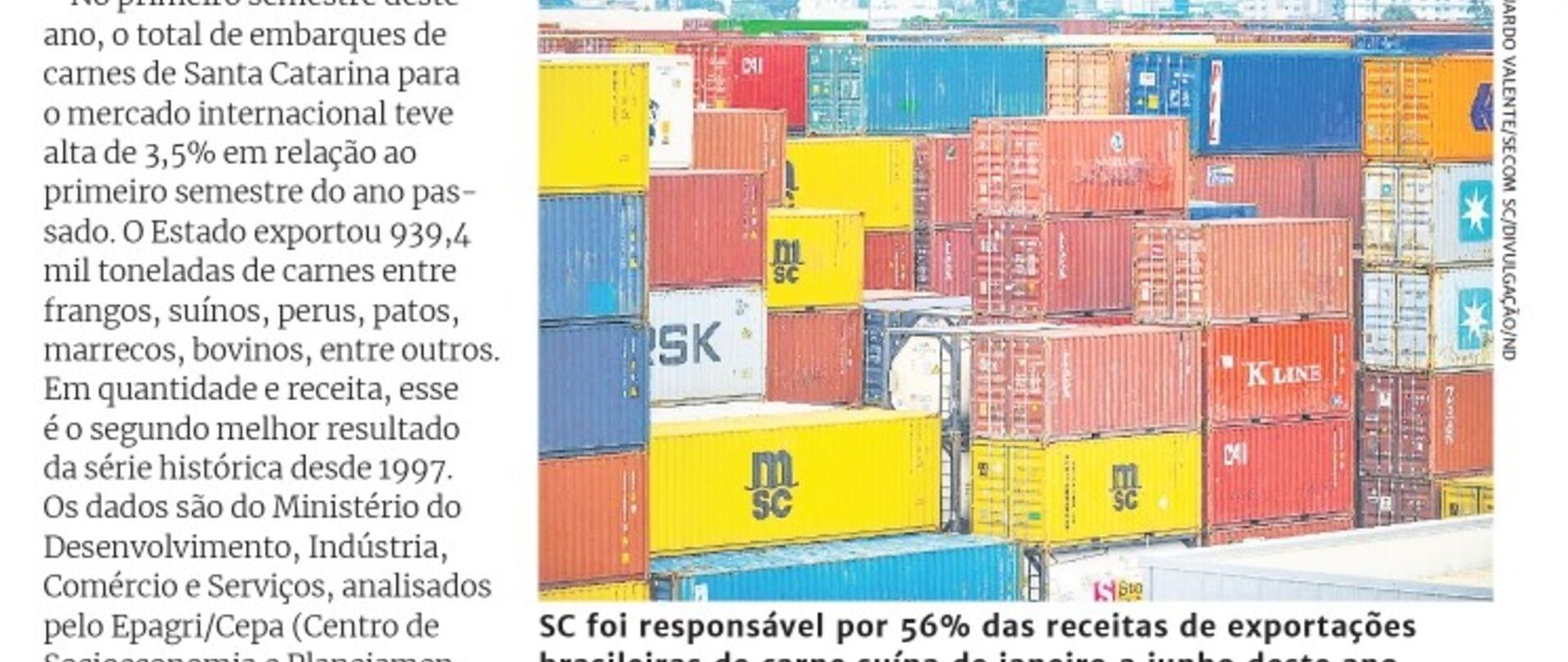 Exportações de carnes SC crescem no primeiro semestre