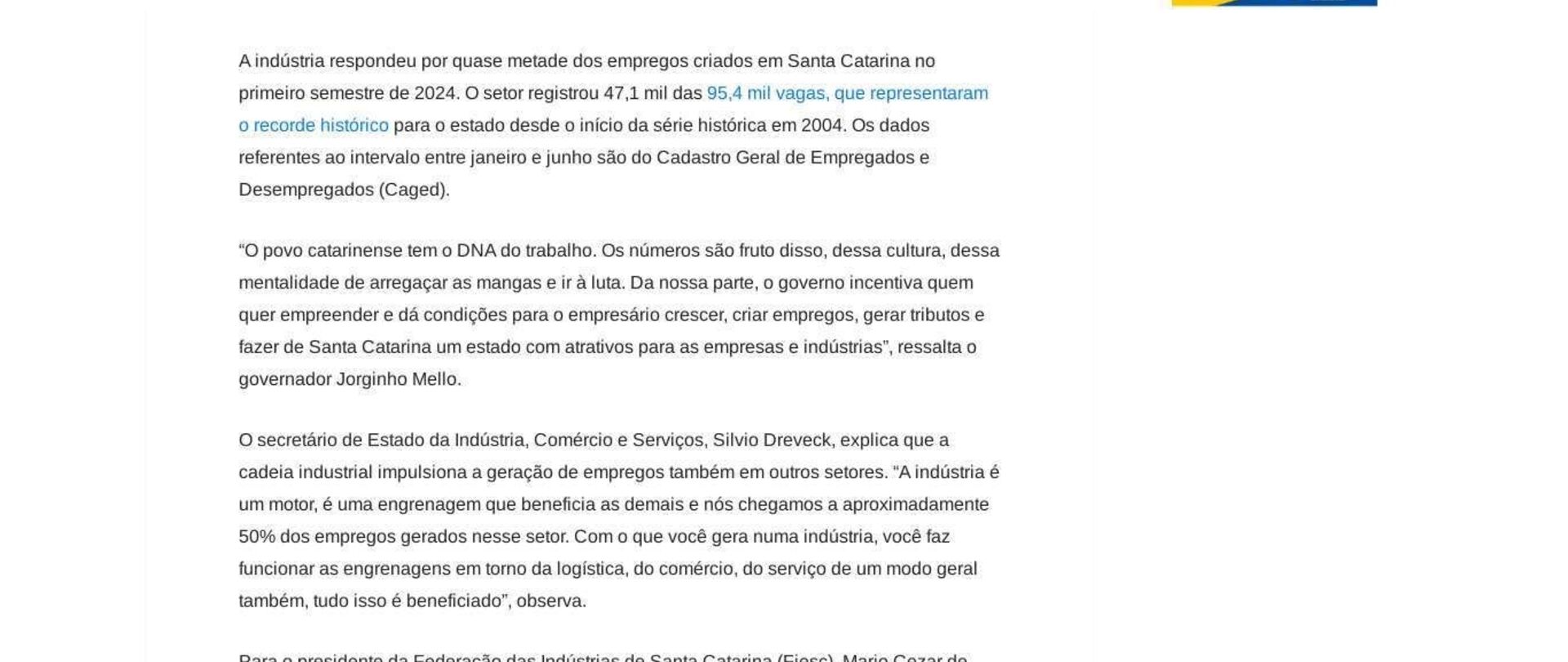 Indústria catarinense gera 47 mil vagas em 2024 e é destaque na criação recorde de empregos no estado