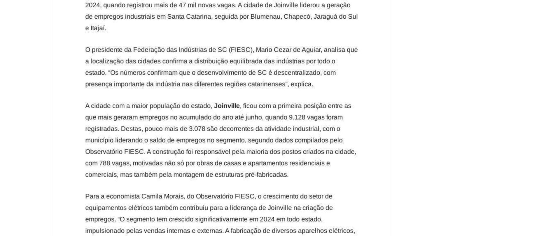 Joinville e Jaraguá do Sul estão entre as cidades mais geraram emprego em SC 