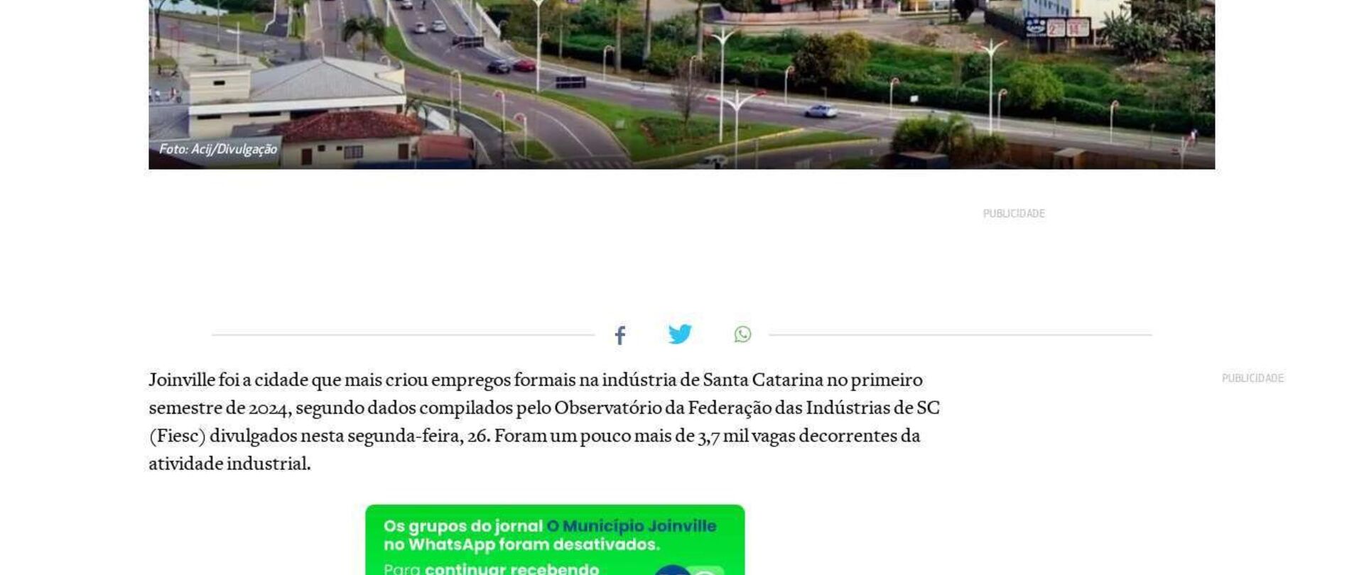 Joinville lidera criação de empregos na indústria de SC no primeiro semestre de 2024