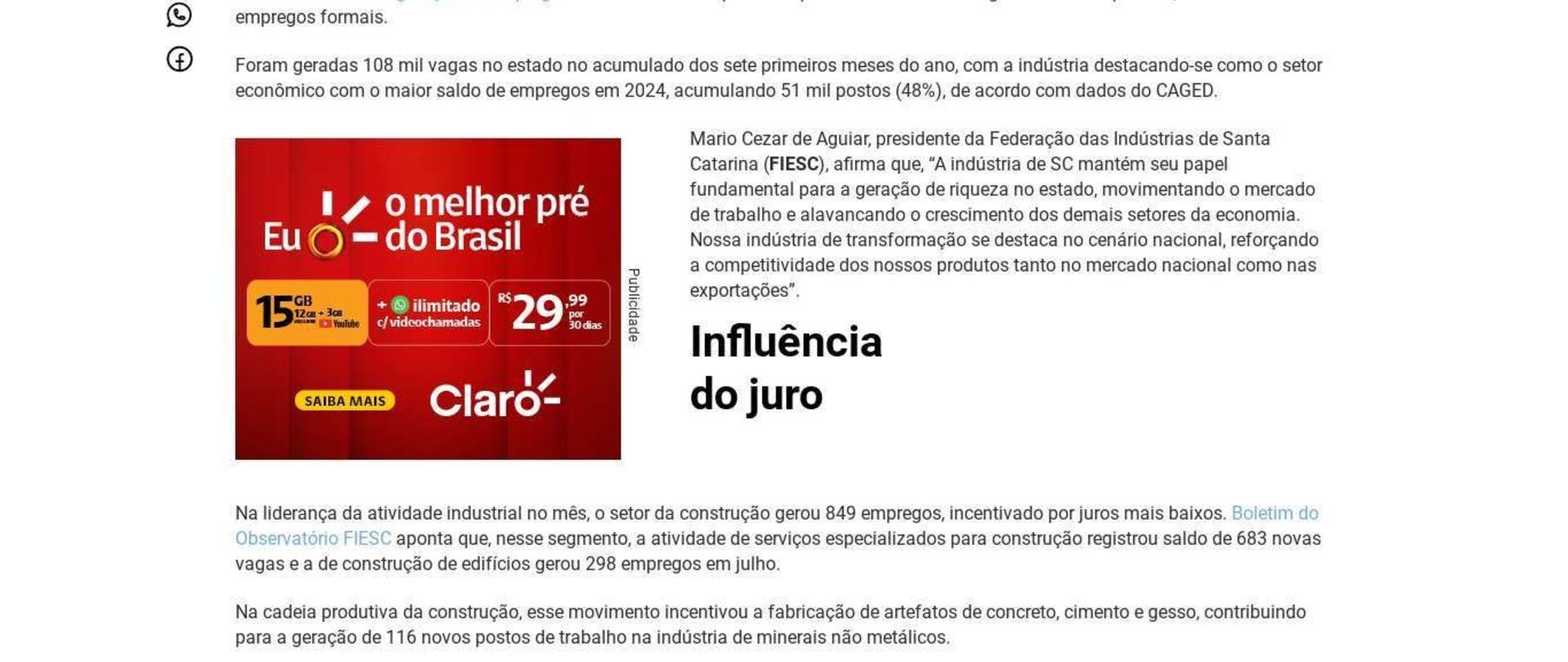 Santa Catarina cria 12.150 postos de trabalho no mês de julho É o 3º estado que mais gerou empregos no país