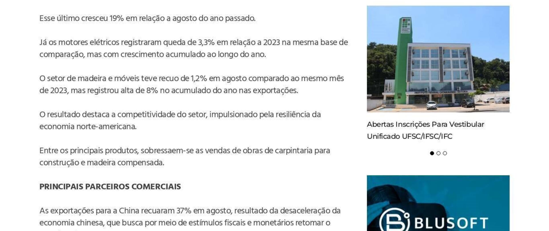 Exportações de Santa Catarina atingem US$ 942 milhões em agosto
