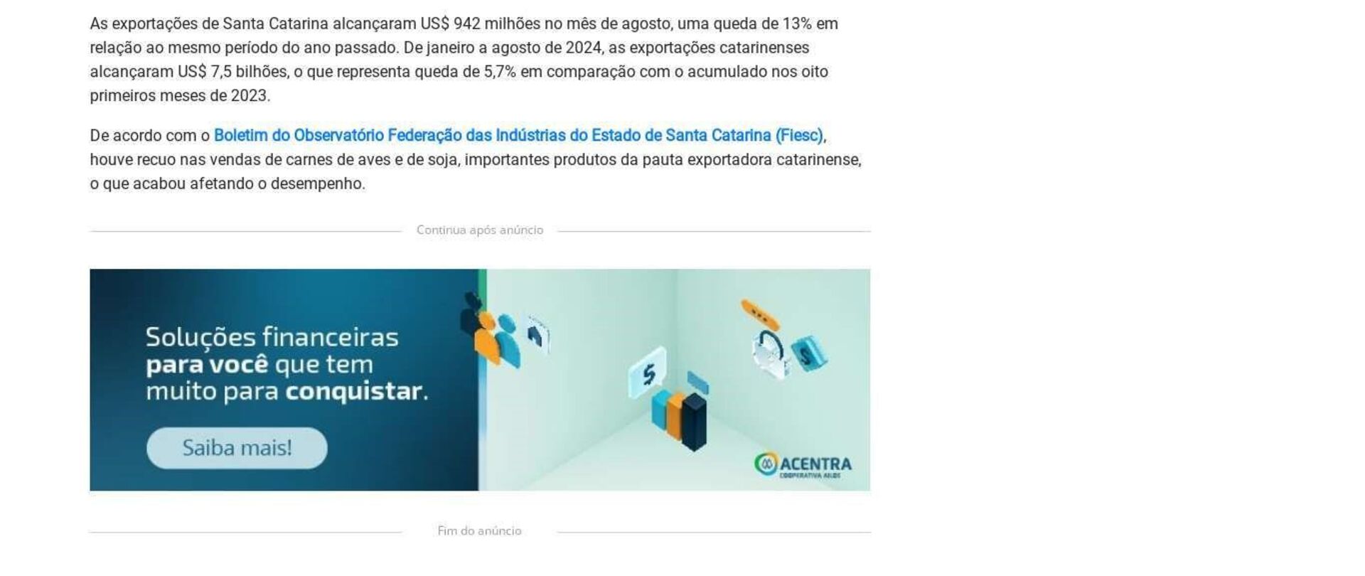 Exportações de SC atingem US$ 942 milhões em agosto
