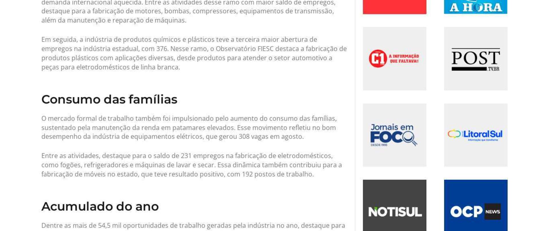 SC gera 7,6 mil novos empregos em agosto