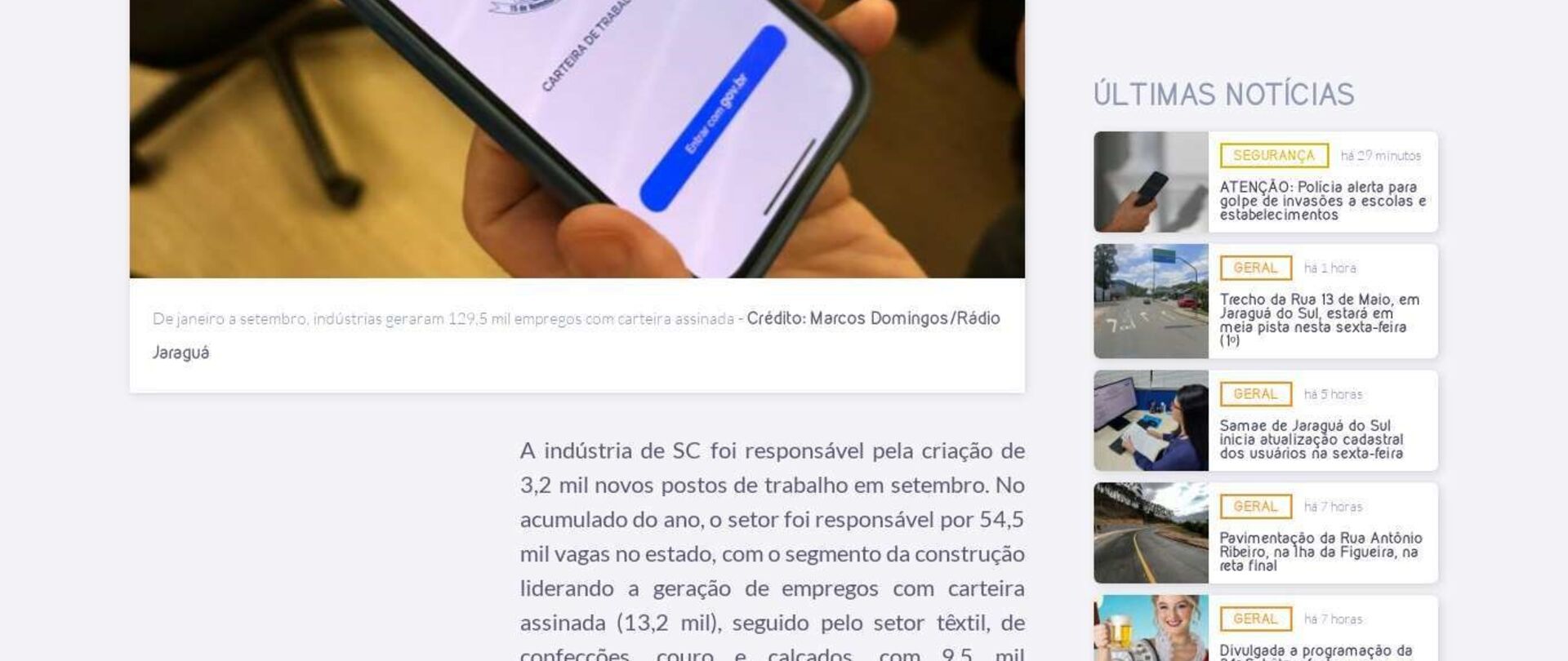 Indústrias geram 3,2 mil vagas de trabalho em setembro no Estado de Santa Catarina