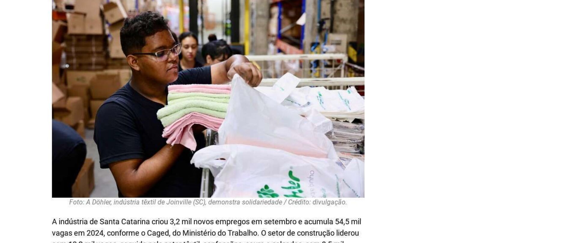 SC: indústria lidera empregos com 3,2 mil vagas