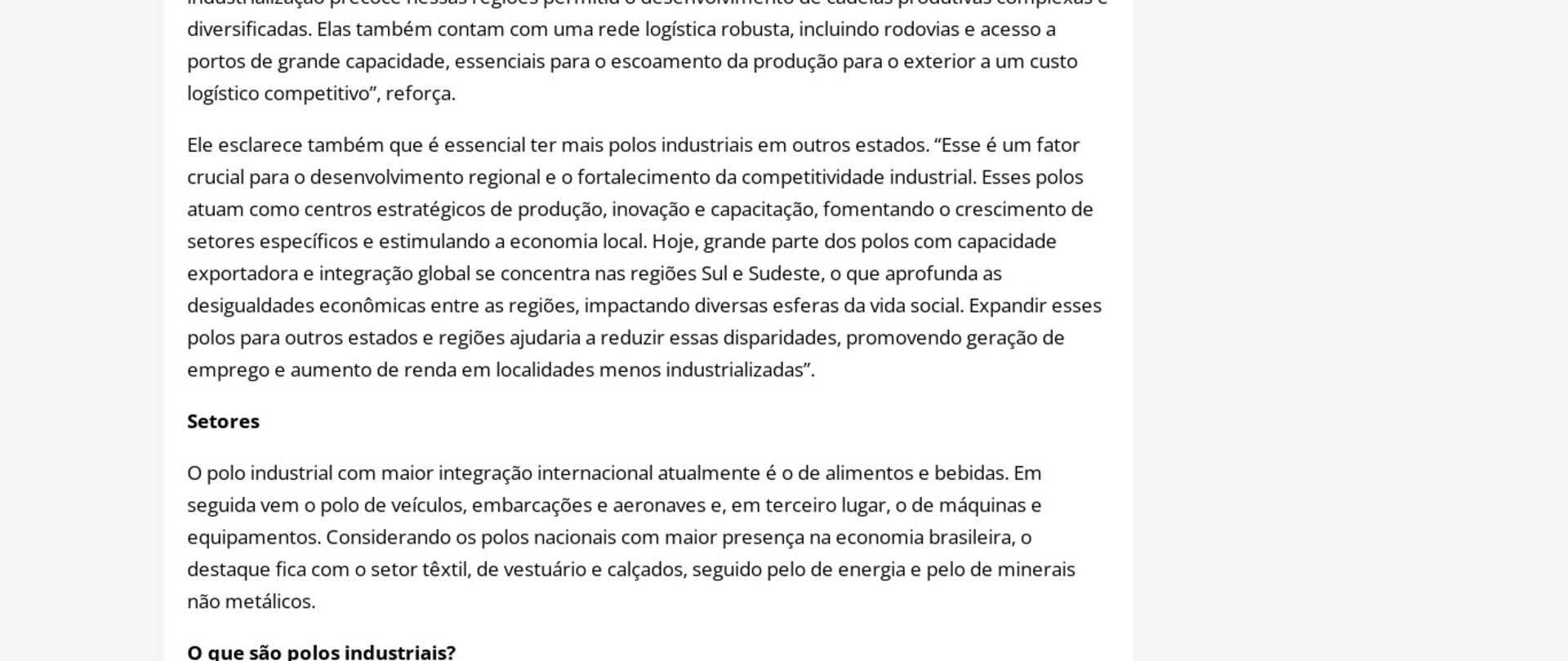 Brasil tem 114 polos industriais com inserção internacional