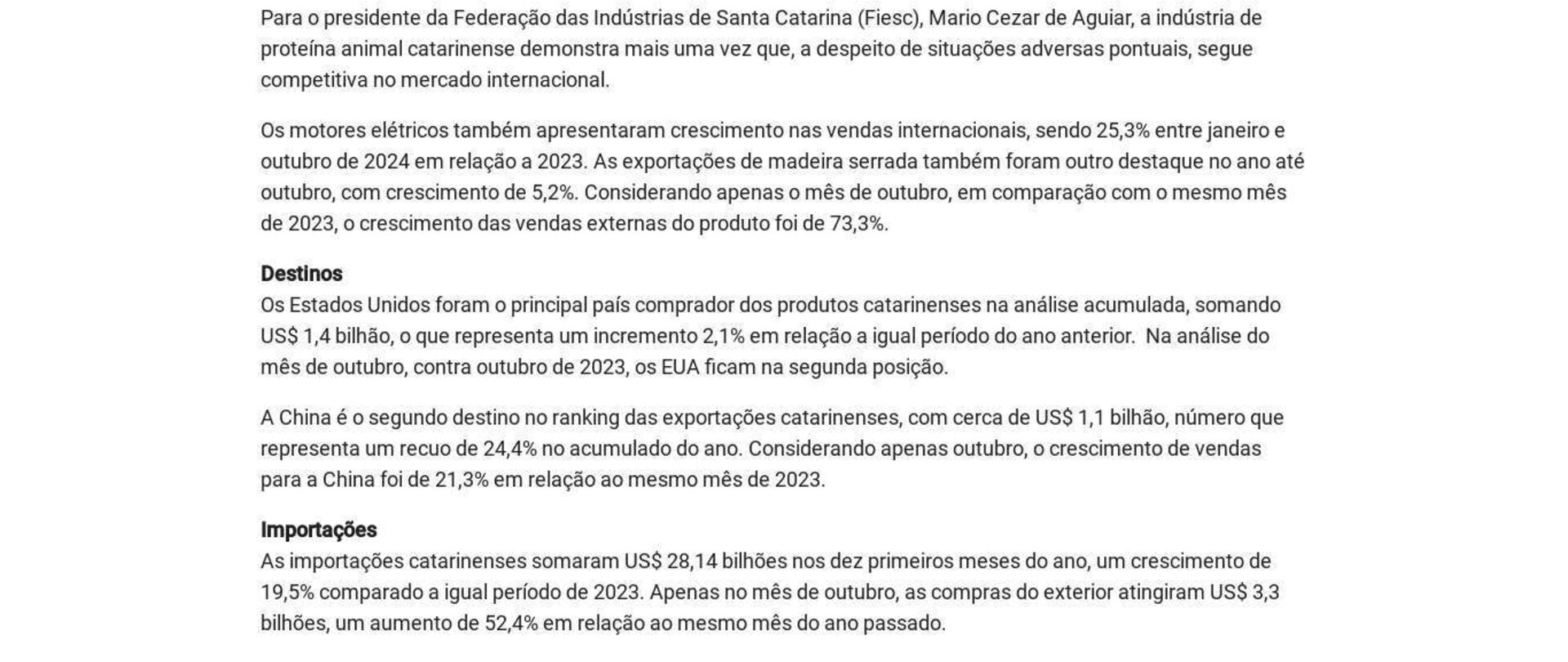 Exportações crescem 23,4% em outubro e atingem US$ 1 bi