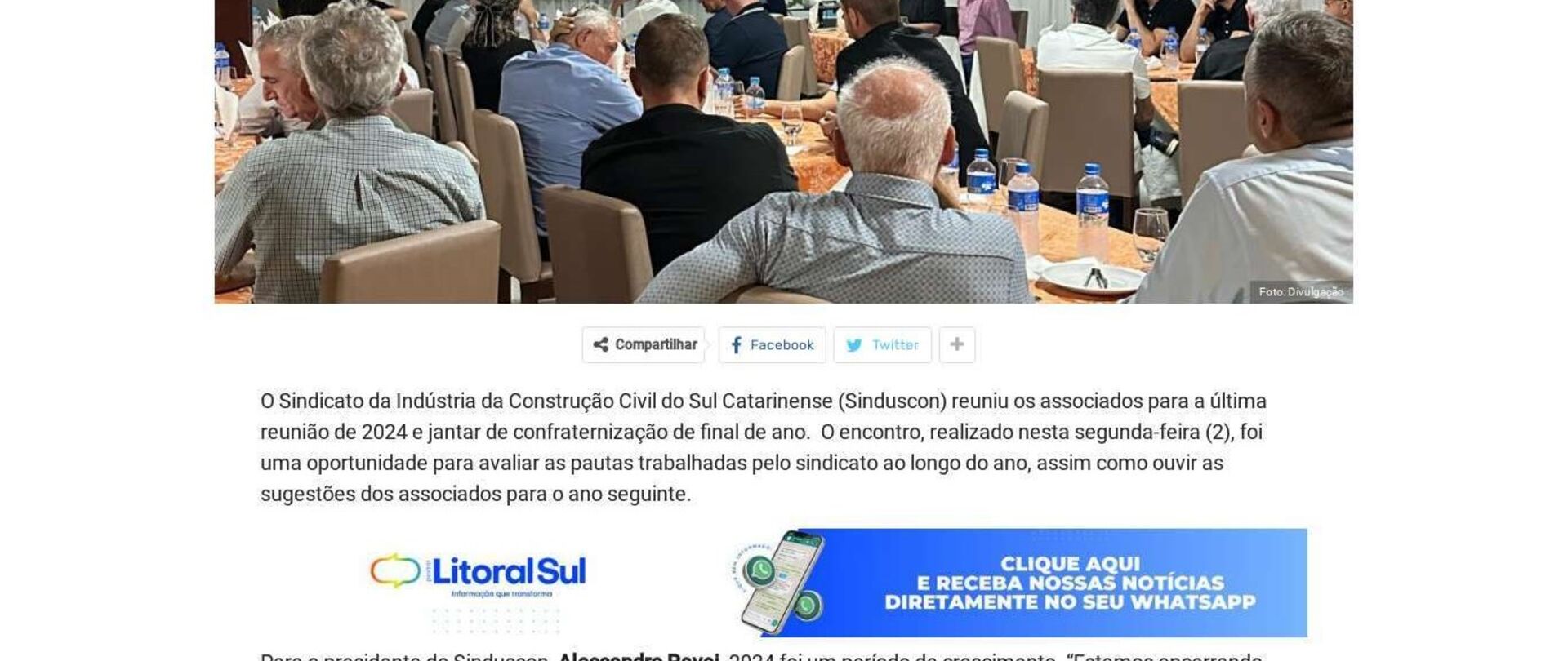 Sinduscon reúne associados para avaliar ano e planejar 2025 