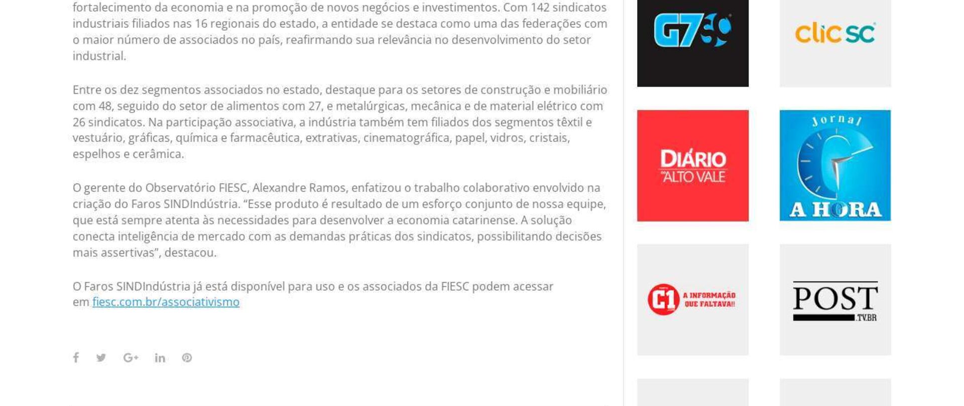 Desenvolvida pela Fiesc, plataforma de inteligência de mercado fortalece sindicatos catarinenses