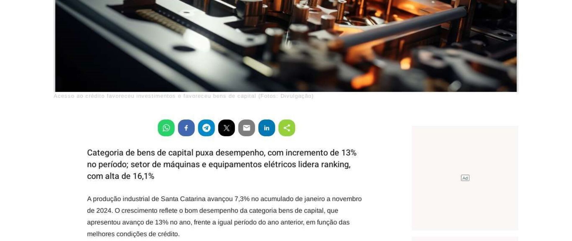 O crescimento da produção industrial de SC