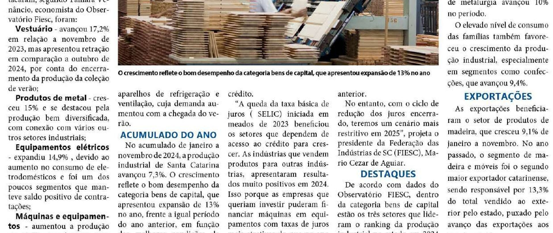 Produção industrial catarinense cresce 7, 1% em novembro e supera média nacional