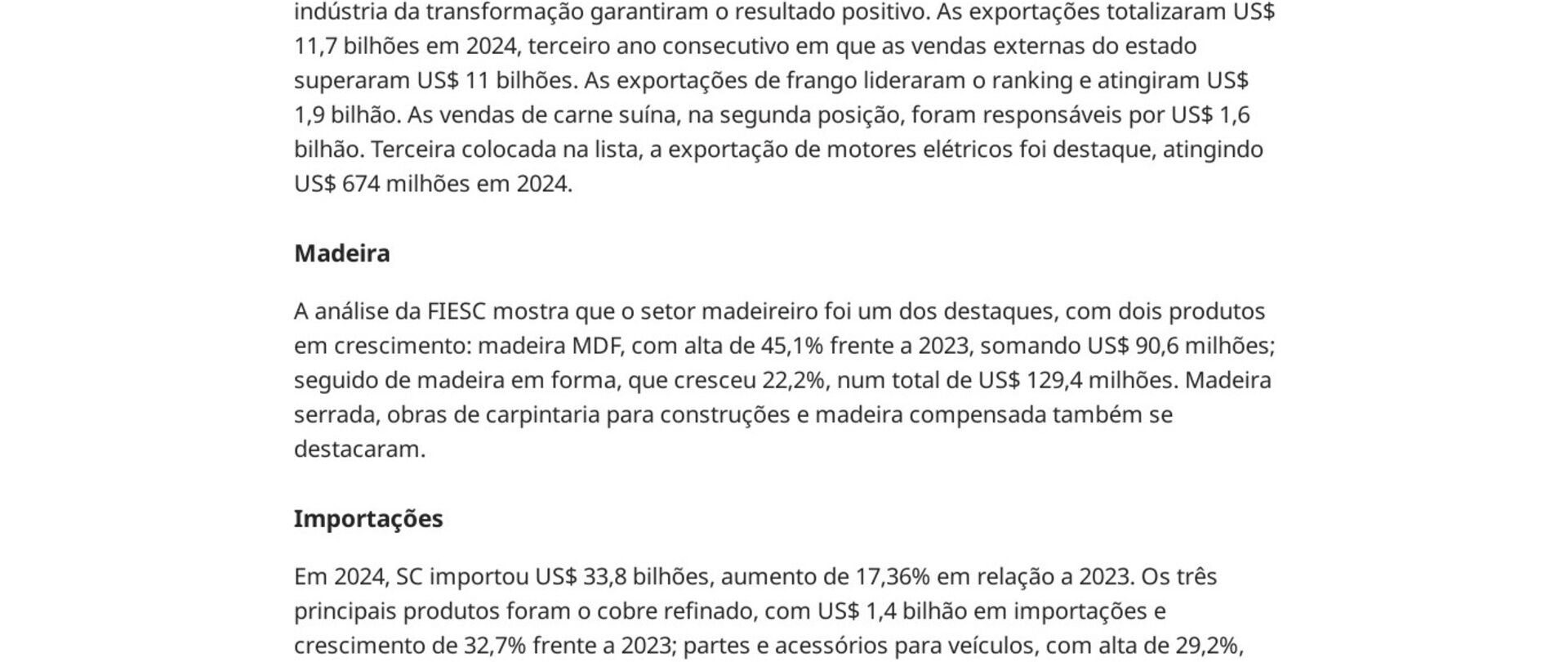 SC tem alta em exportações e importações, aponta FIESC 