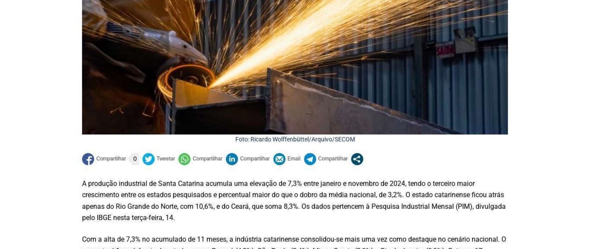 Fabricação de máquinas, produtos de madeira e têxteis puxam o crescimento da indústria de Santa Catarina 