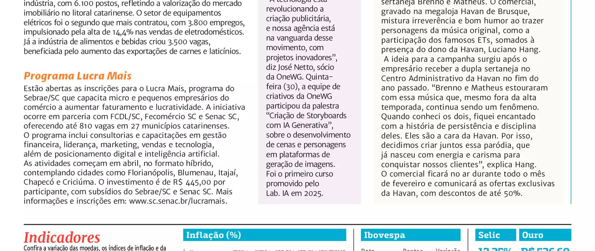 Geração de empregos na indústria catarinense