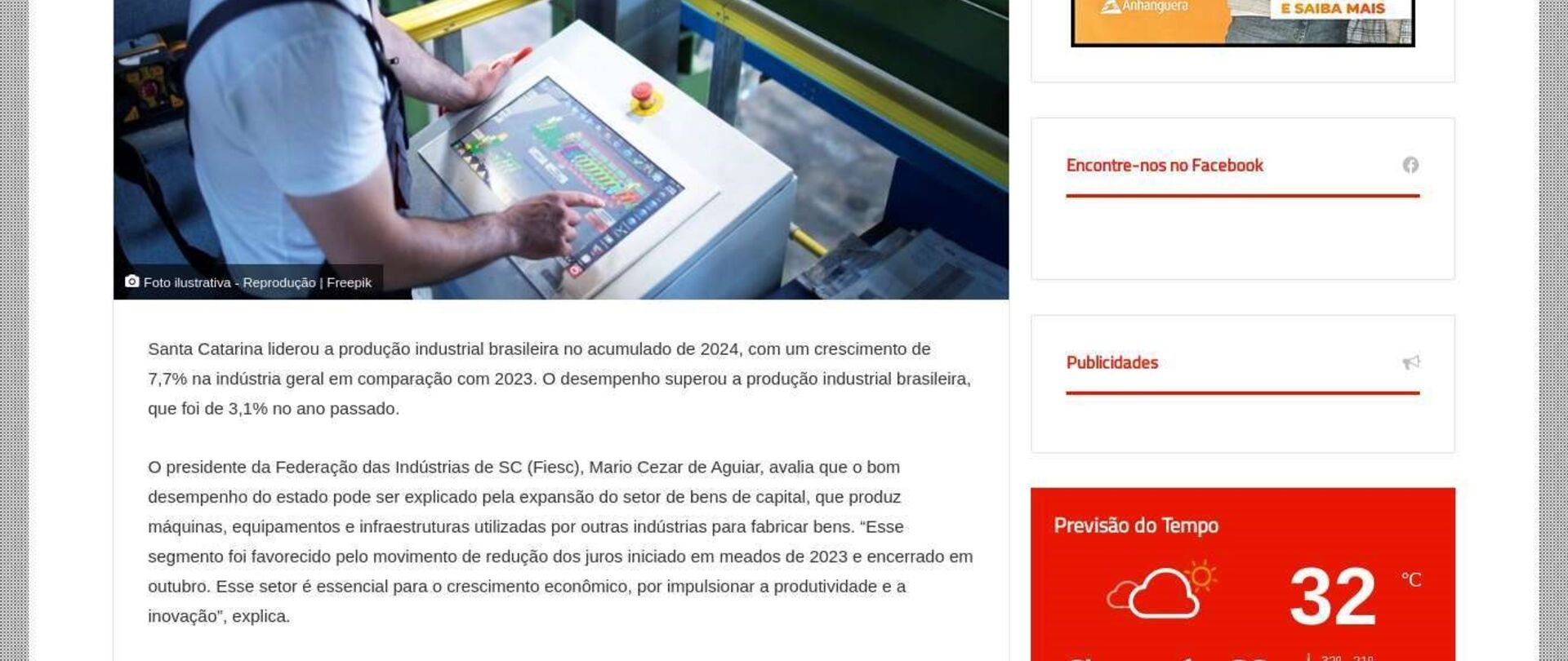 Desempenho da produção industrial em 2024